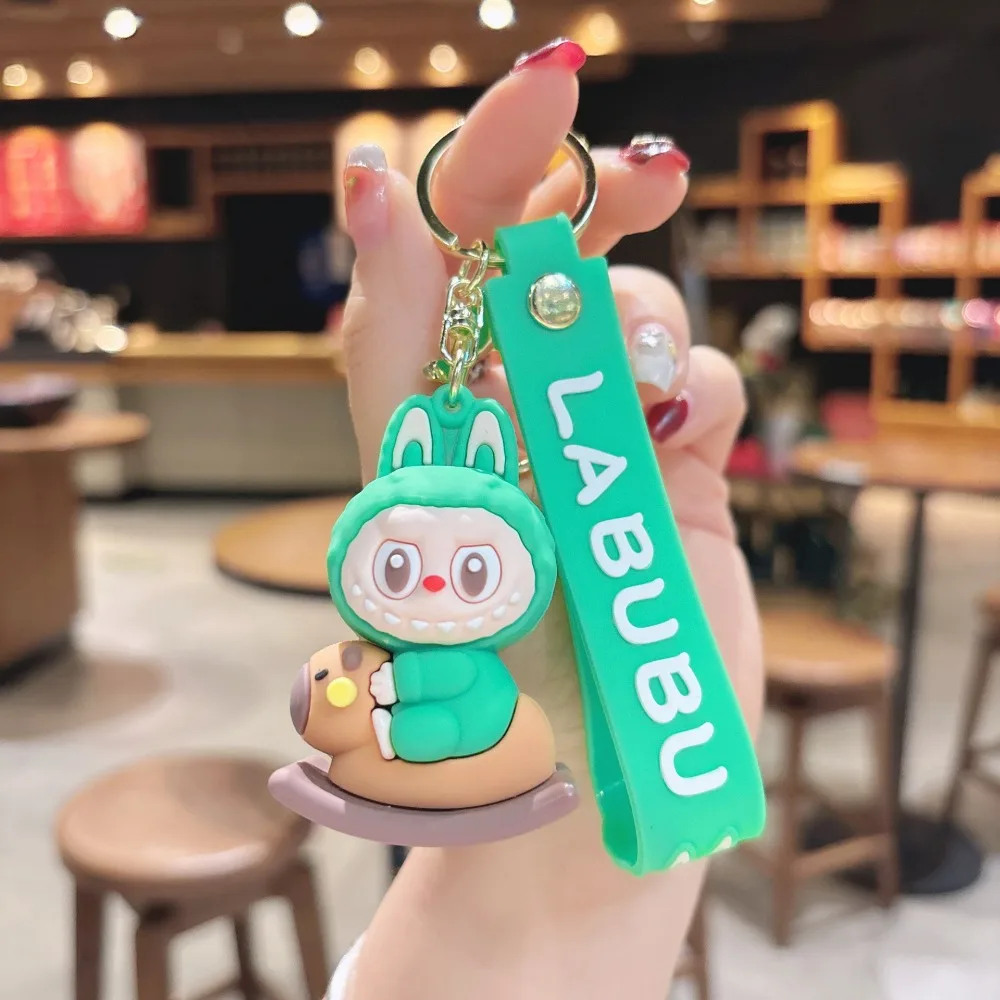 Creative Cute Naughty Labubu Keychain Cartoon Doll Pendant Keychains Backpack Accessories Keyring Car Key Chains Birthday Gifts