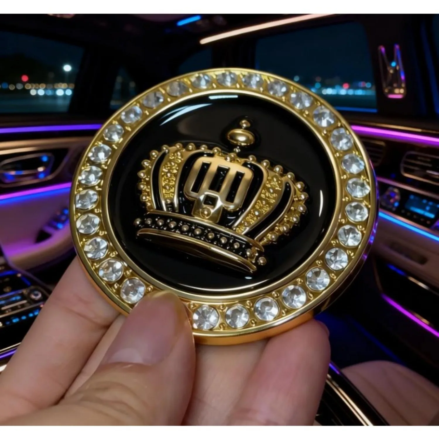 Bling 3D Crown Car Emblem Badge Decal, Rhinestones Metal Crown Emblems Badges Bumper Stickers for Auto SUV Truck Motorcycle