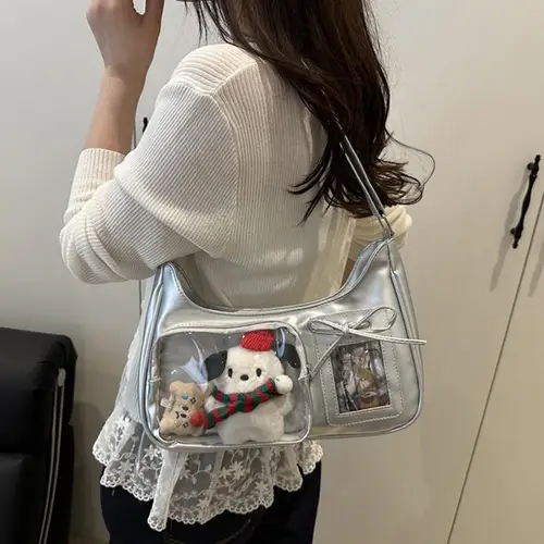 Imagen 2 del producto Bolso de hombro Y2k Harajuku para mujer, bolso Ita transparente coreano, bandolera escolar, bolso Preppy de diseñador japonés para mujer