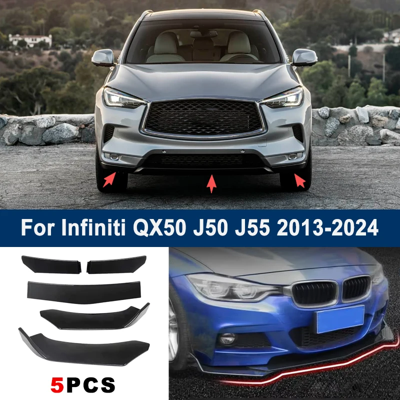 

Adjustable 5Pcs Sectional Front Spoiler Lip For Infiniti QX50 J50 J55 2013-2024 Front Bumper Splitter Sport Body Kit