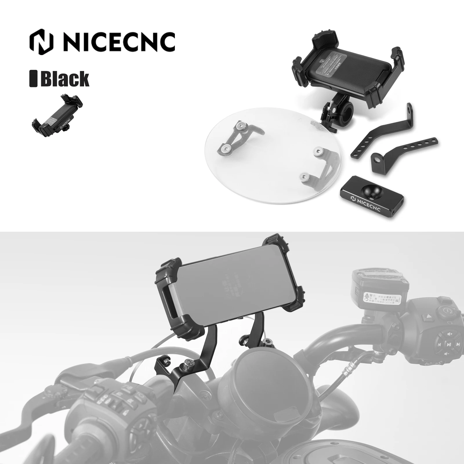 NICECNC Motorcycle Phone Holder Kit For Harley Sportster S RH1250S 2021-2024 2023 2022 Phone Mount & Number Plate