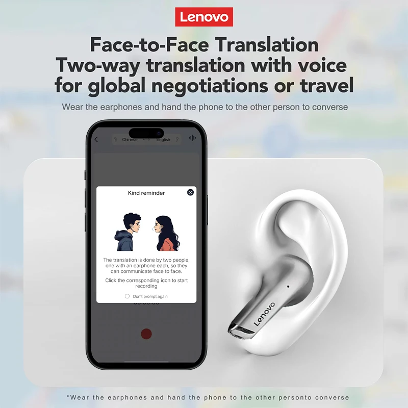 หูฟังไร้สาย Lenovo LP5 AI ดั้งเดิม AI การสร้างรูปภาพหูฟังการสนทนาการแปลด้วยหูฟังลดเสียงรบกวน