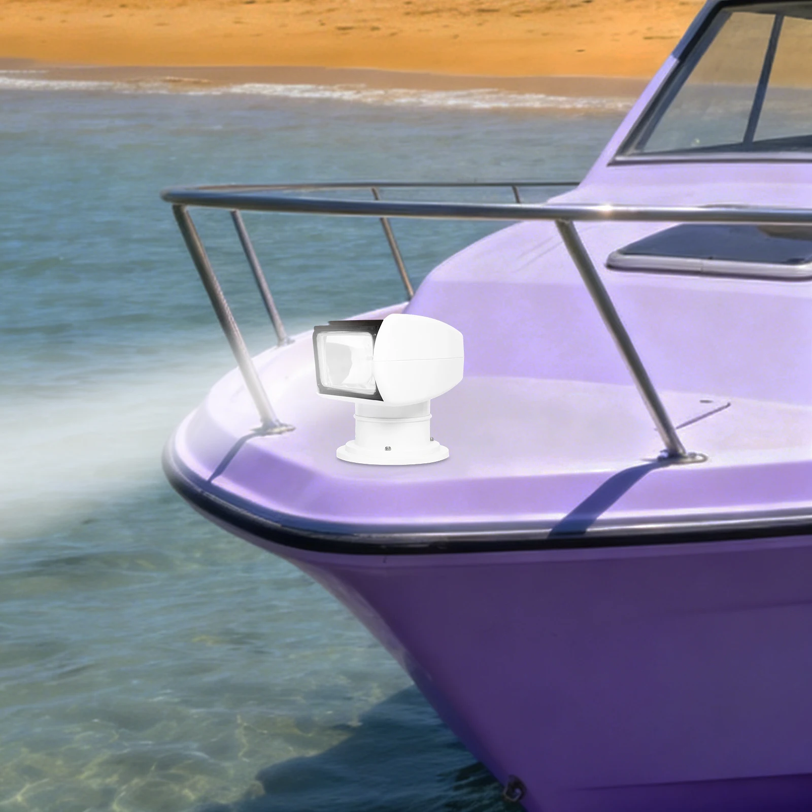 

12V 100W Marine Remote Control Searchlight HT60 White IP66 Waterproof Boat Spotlight 355° Rotatable 72° Tilt Halogen Bulb 2300LM 800m Lighting Distance Remote Control Yacht Fishing Boat Search Light