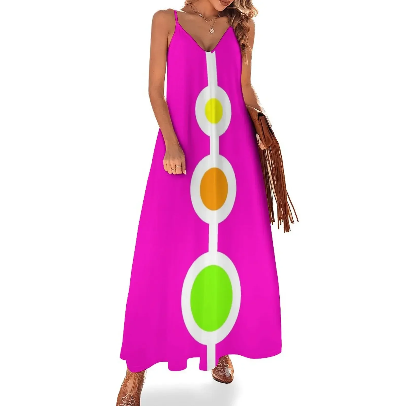 Sixties Style Neon Circles Sleeveless Dress evening dresses luxury 2024 clothes clothes for women Dress