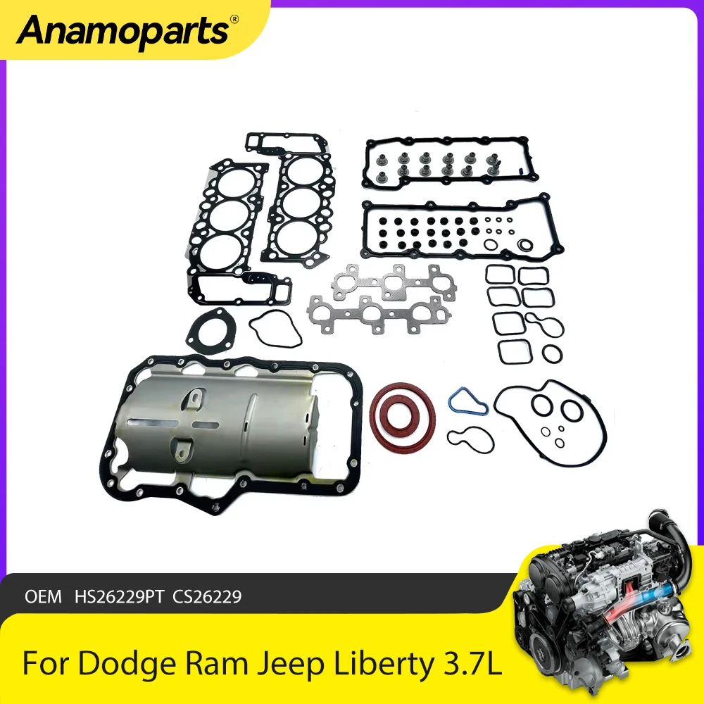 

Engine Parts Full Head Gasket Set Fit 3.7 L For 02-05 Dodge Durango Ram Jeep Liberty Grand Cherokee 3.7L V6 GAS SOHC HS26229PT