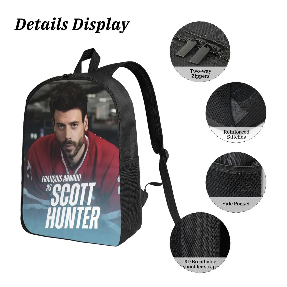 3 Stück Francois Arnaud Scott Hunter Beheizte Rivalry Schultaschen für Kinder Bleistiftboxen Rucksack-Sets mit Lunchbox für die Schule