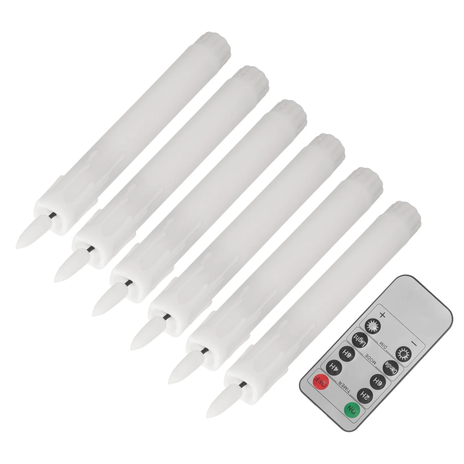 6 قطع من الشموع المستدقة التي تعمل وامضة عديمة اللهب لتزيين طاولة النافذة المركزية في عطلة الزفاف