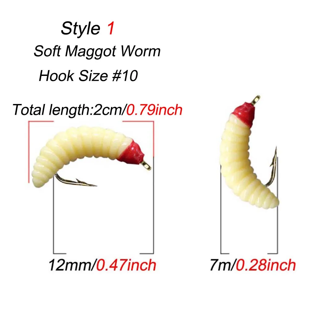 3Pieces  Brass Bead Head Fast Sinking Nymph Maggots Bug Worm Flies Trout Fly Fishing Lure Bait