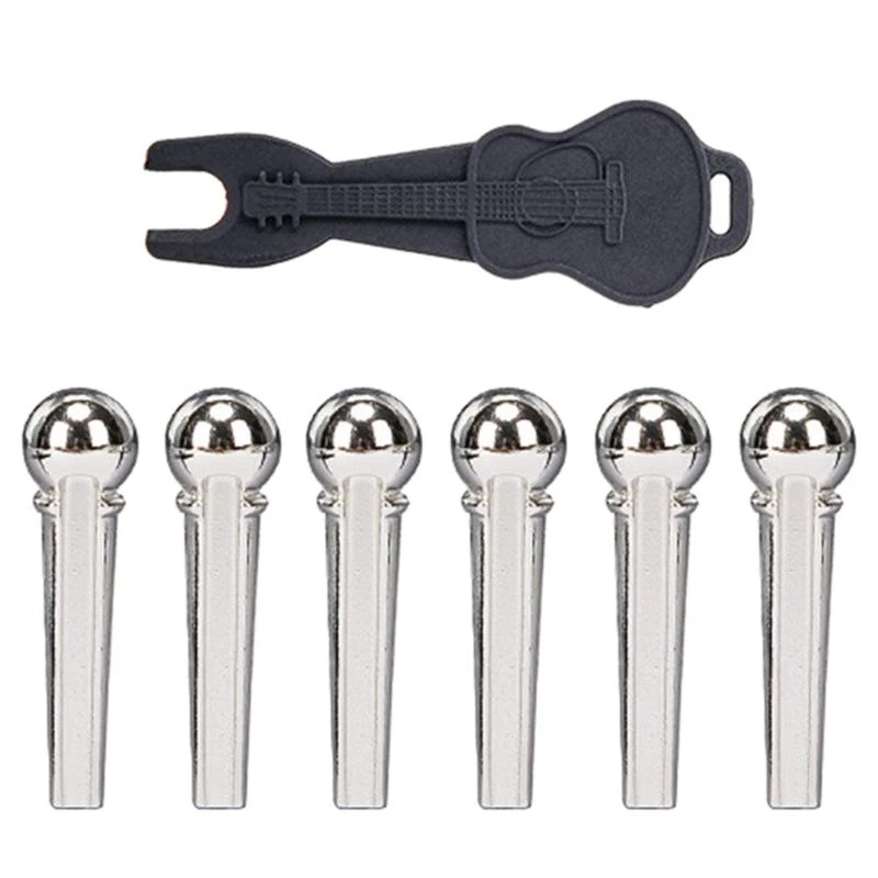 Acoustic Guitar Bridge Pins with Bridge Pin Puller Set String Remover Extractor Tool Guitar Accessories Enduring