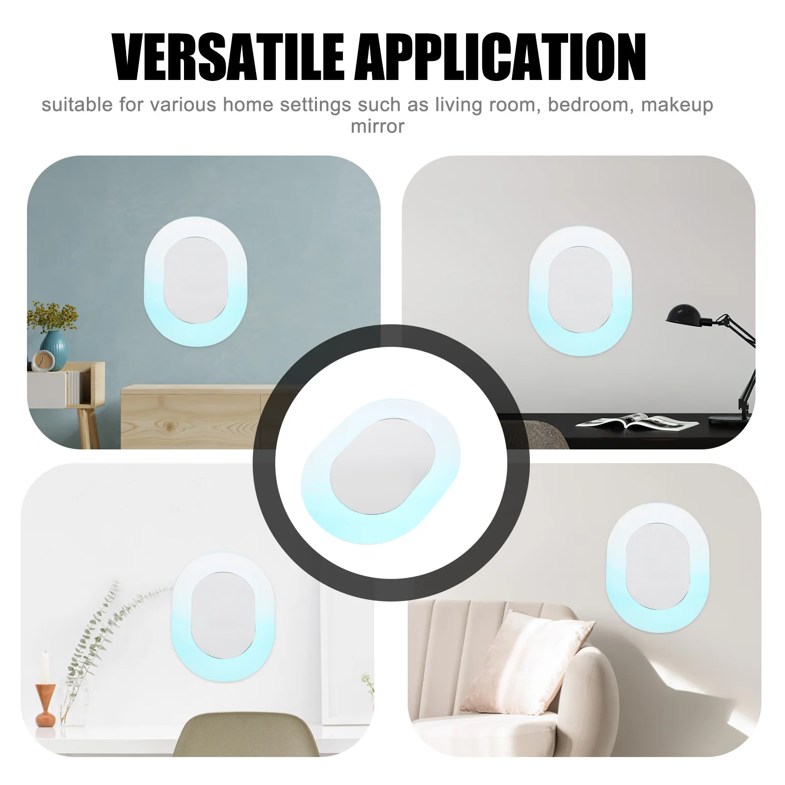 

Waterproof Acrylic Oval Mirror Decorative Wall Mirror for Bedroom Living Room Vanity Home Wall Decor Decor for Bedroom