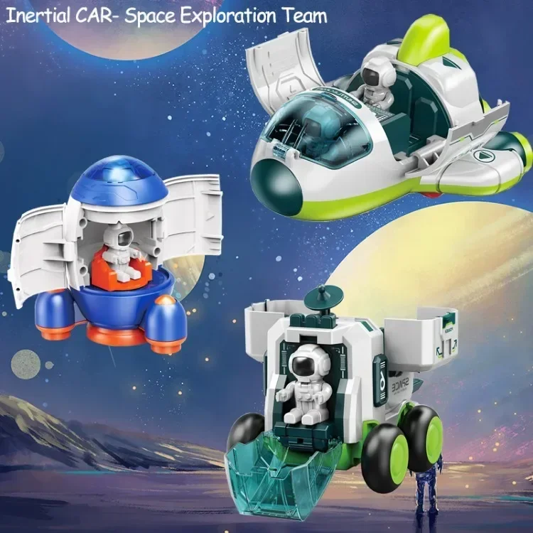 Kids Space Model Inertia Cars Toys Deformation Rocket Spacecraft Space Exploration Car Puzzle Toys for Boys Girls Birthday Gift