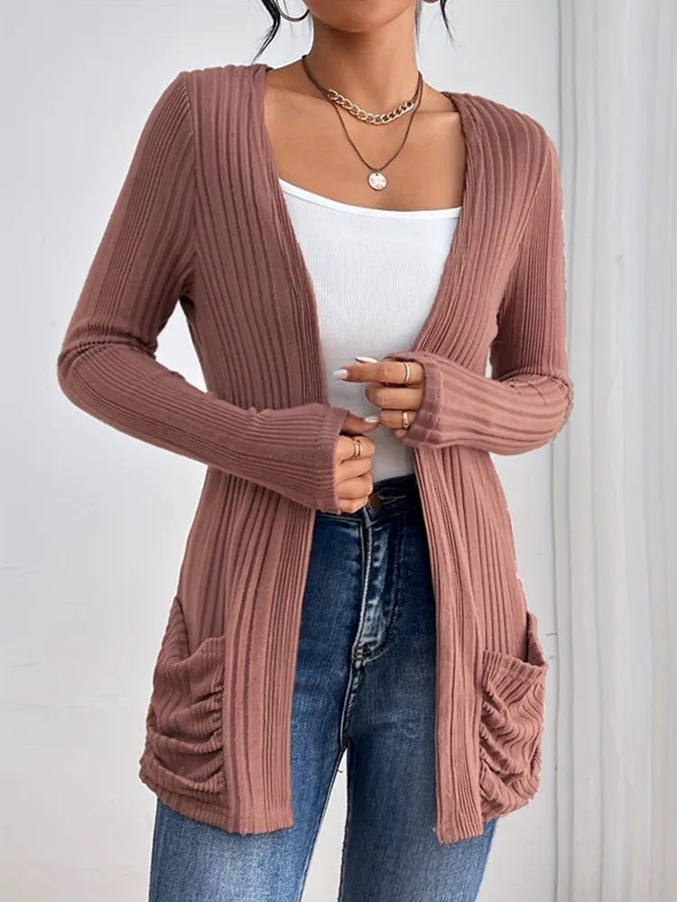 Long Sleeve Cardigan Coat Women 2024 Autumn and Winter New Women\'s Slim Cardigan Solid Knitted Sweaters Coats