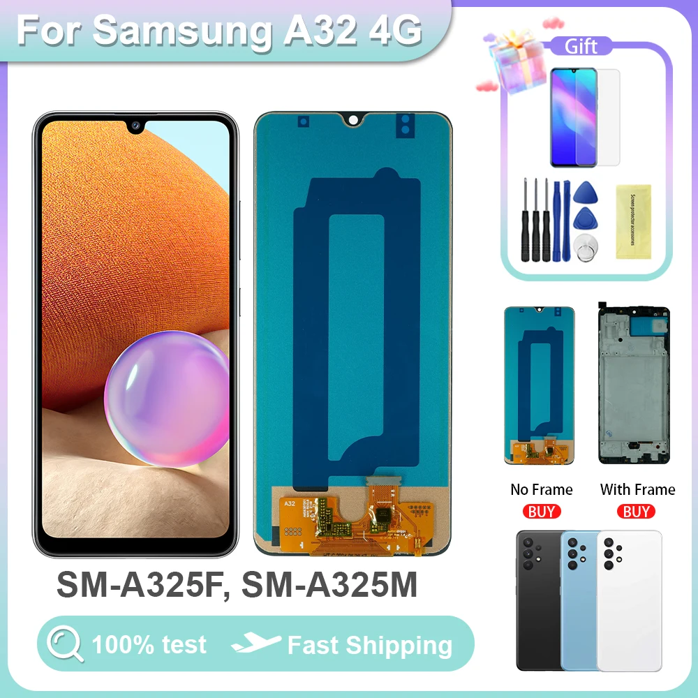 A32 4G AMOLED Display For Samsung Galaxy A32 4G LCD SM-A325F SM-A325M Touch Screen Digiziter Assembly For Samsung A32 4g Display