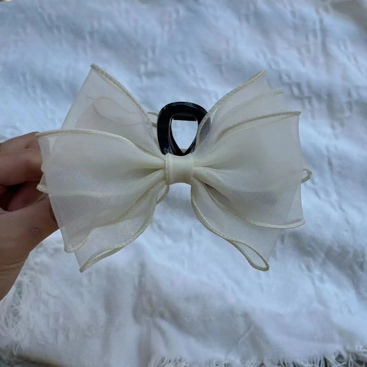 

FASHION Korean Elegant Organza BOWS HAIR CLAW Women Girls Ribbon Hair Clip Shark Hairpin Hair Accessories