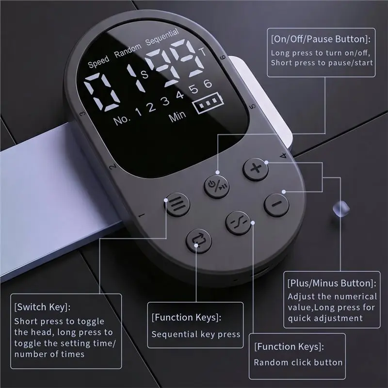 B03B-Auto Screen Clicker, 2-Head Auto Clicker Sequential Modes, UP To 99 Taps Per Second, Independent Click Settings