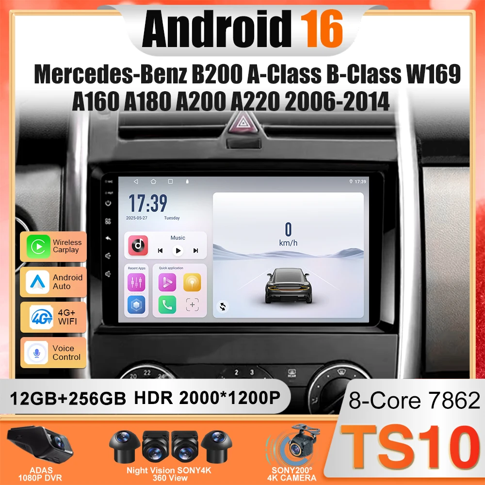 Android Auto For Mercedes-Benz B200 A-Class B-Class W169 A160 A180 A200 A220 2006-2014 Carplay 2din 9