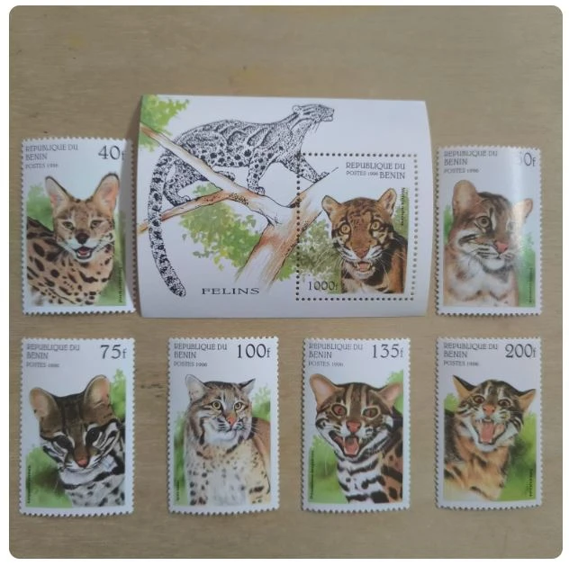 Benin Post-Stempel, Jahr 19996, Wildtiere, Wildkatze, Tiger, Katze, Clouded Leopard 7, neue Sammler-Postmarken, Material für Scrapbooking – Detail 1