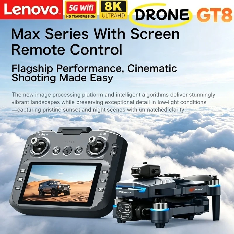 

Lenovo GT8 Drone 8K Professional Dual Camera GPS FPV Brushless Motor Optical Flow Hovering Folding Quadcopter 4K RC Drone Toy
