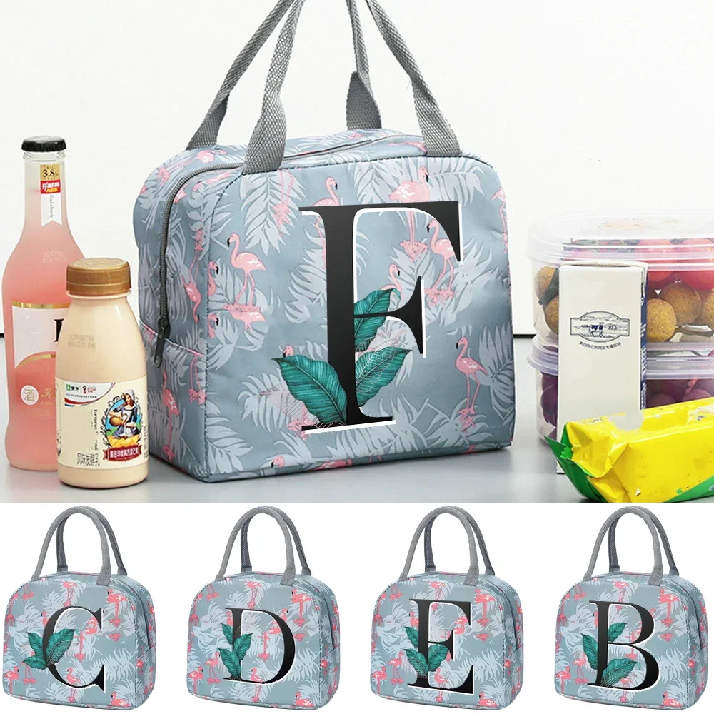 

Insulated Canvas Lunch Bag Functional Cooler Lunch Box Portable Leaf Letter Print Thermal Food Picnic Lunch Bags for Women Kids