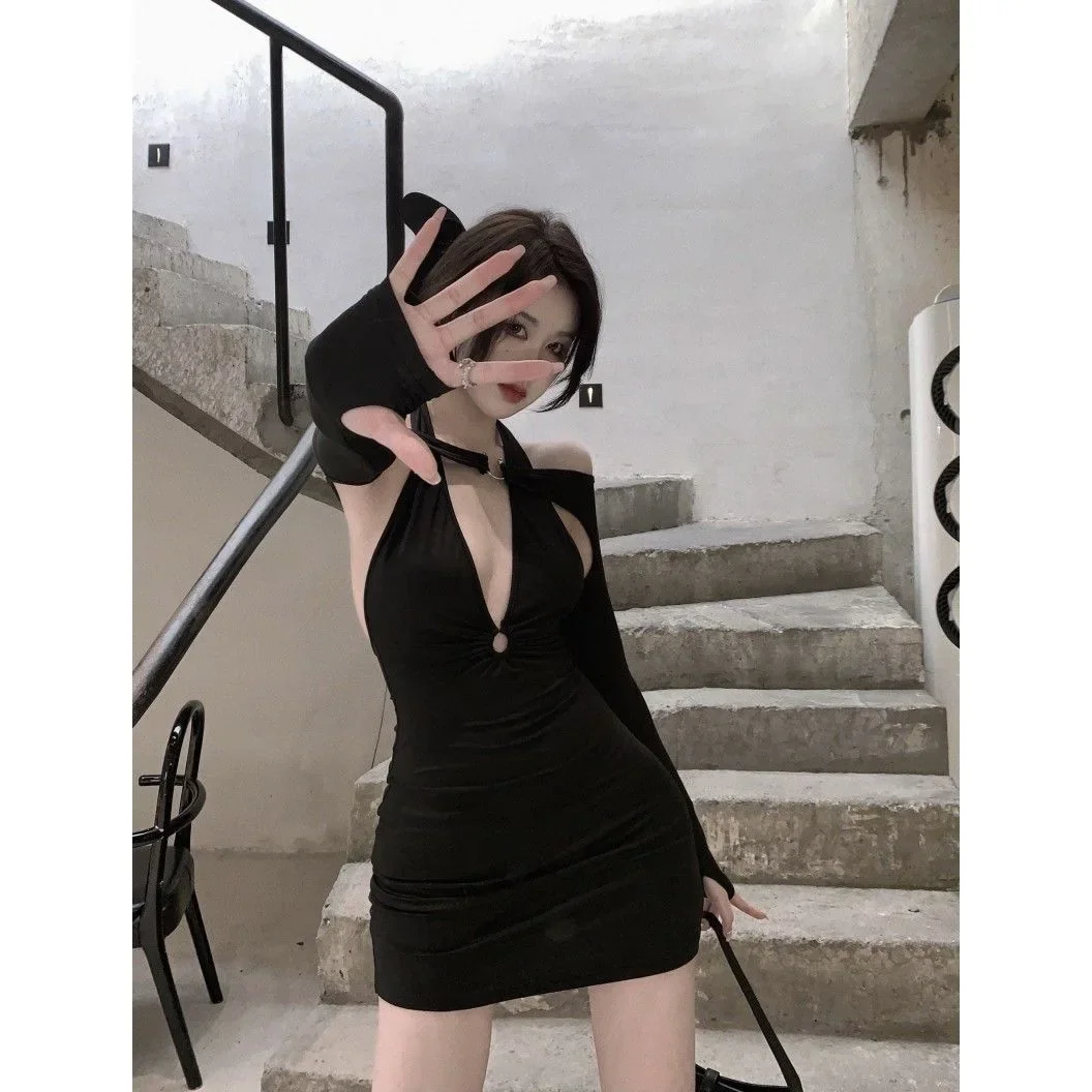 

Новинка 2025 года, хит продаж, весенний сезон, упаковка, обернутая юбка, сексуальное мини-платье с длинными рукавами, женский дизайн, чувственная ниша