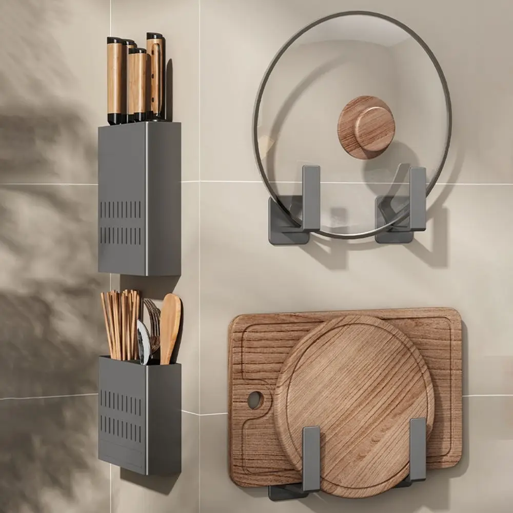 1PC Langlebig Punch-Freies Deckel Halter Wand Hängen Multifunktionale Topf Abdeckung Rack Carbon Stahl Schneiden Bord Regal für Küche