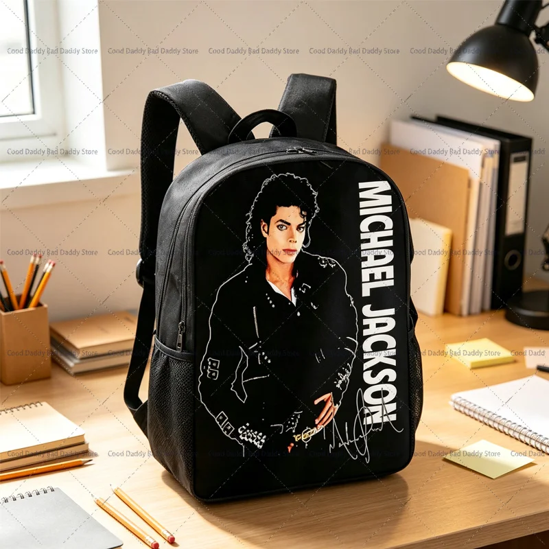 King of Pop Michael Jackson Schoolbag for Student Backpack MJ Print School Supplies Large Capacity Shoulders Bag Men Women Gift