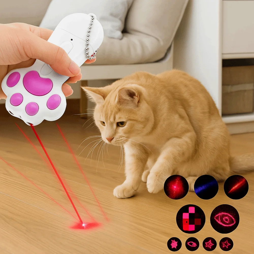

5 Adjustable Patterns USB-Rechargeable Laser Toy Bright Animation LED Light Pet Training Laser Pointer Light Pen