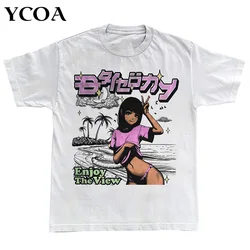 Men T-Shirt Oversized Cotton Anime Y2k Tops Streetwear Harajuku Korean Fashion Short Sleeve Harajuku Graphic Aesthetic Clothing