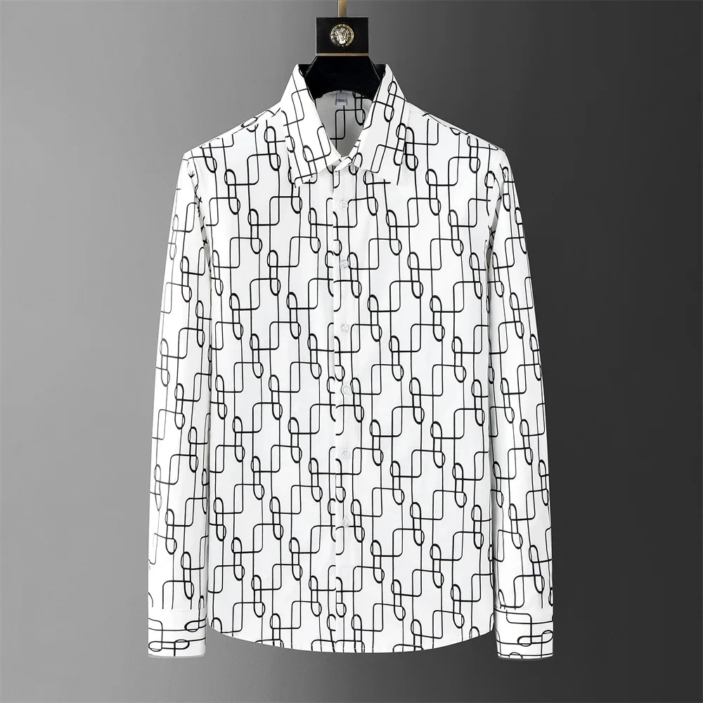 Luxury Printed Shirt Men\'s Long Sleeve Casual Shirt High Quality Fashion Popular Premium Korean Large Size Men\'s Clothing XS-6XL
