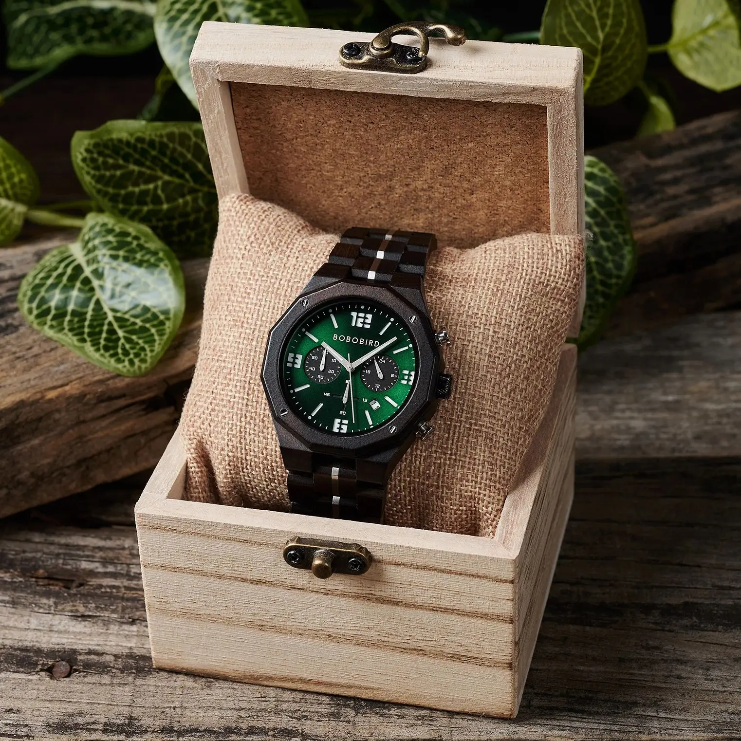 BOBO BIRD Wooden Men\'s Quartz Watches Week and Date Display Casual Wristwatch Timepieces Support Custom and Dropshipping