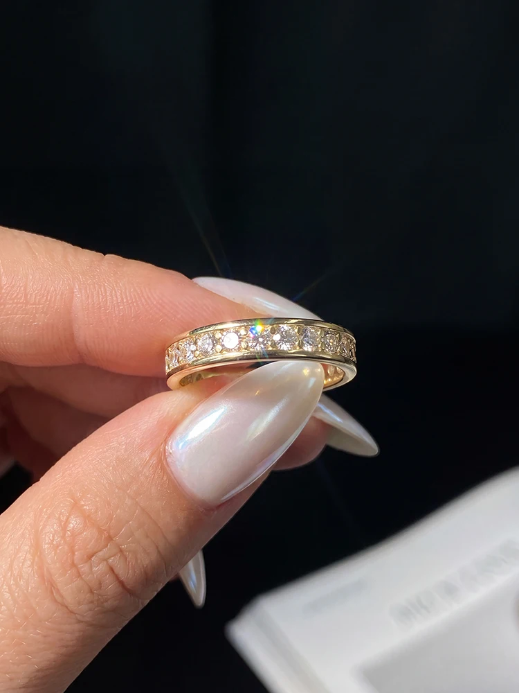 Luxury Real Round Moissanite Diamond Wedding Band Rings for Women Anniversary Personalized High Quality Jewelry