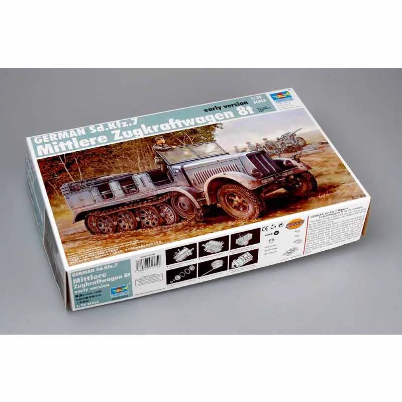 

Trumpeter 01514 1/35 немецкая модель Sd.Kfz.7 8t ранняя версия ВОЕННАЯ детская Коллекционная пластиковая сборка модель игрушка строительный комплект