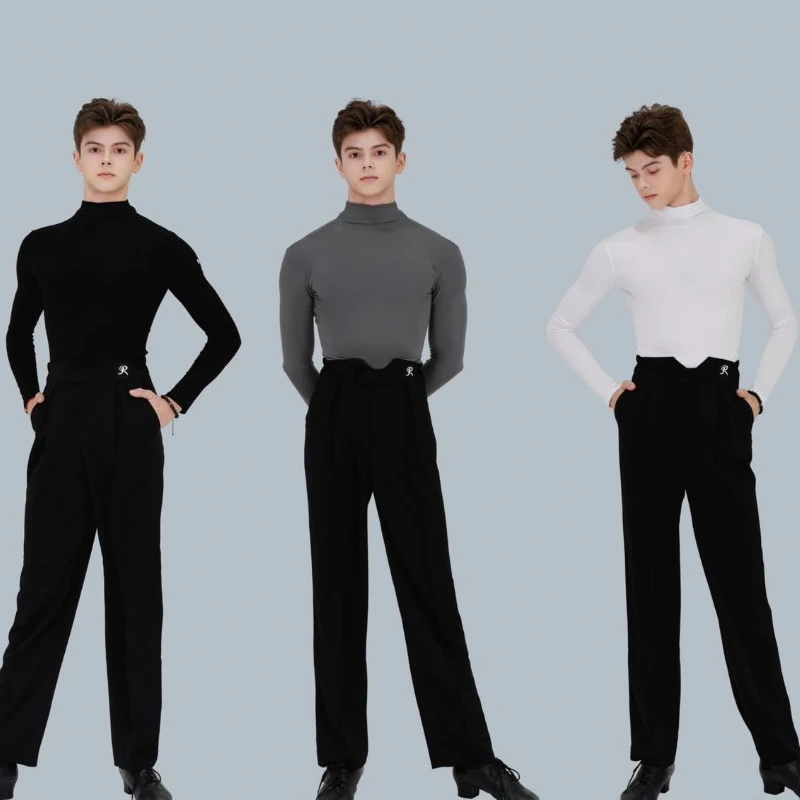 

Новый топ с длинными рукавами для латинских танцев, детские топы с высоким воротником для современных танцев, топ для мальчиков для латинских танцев, детская одежда для тренировок SL14975