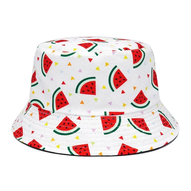 2024 Vintage Printed Fishing Hat Summer Fisherman Hat Reversible Watermelon Bucket Hats for Women Men Street Hip Hop Bucket Cap