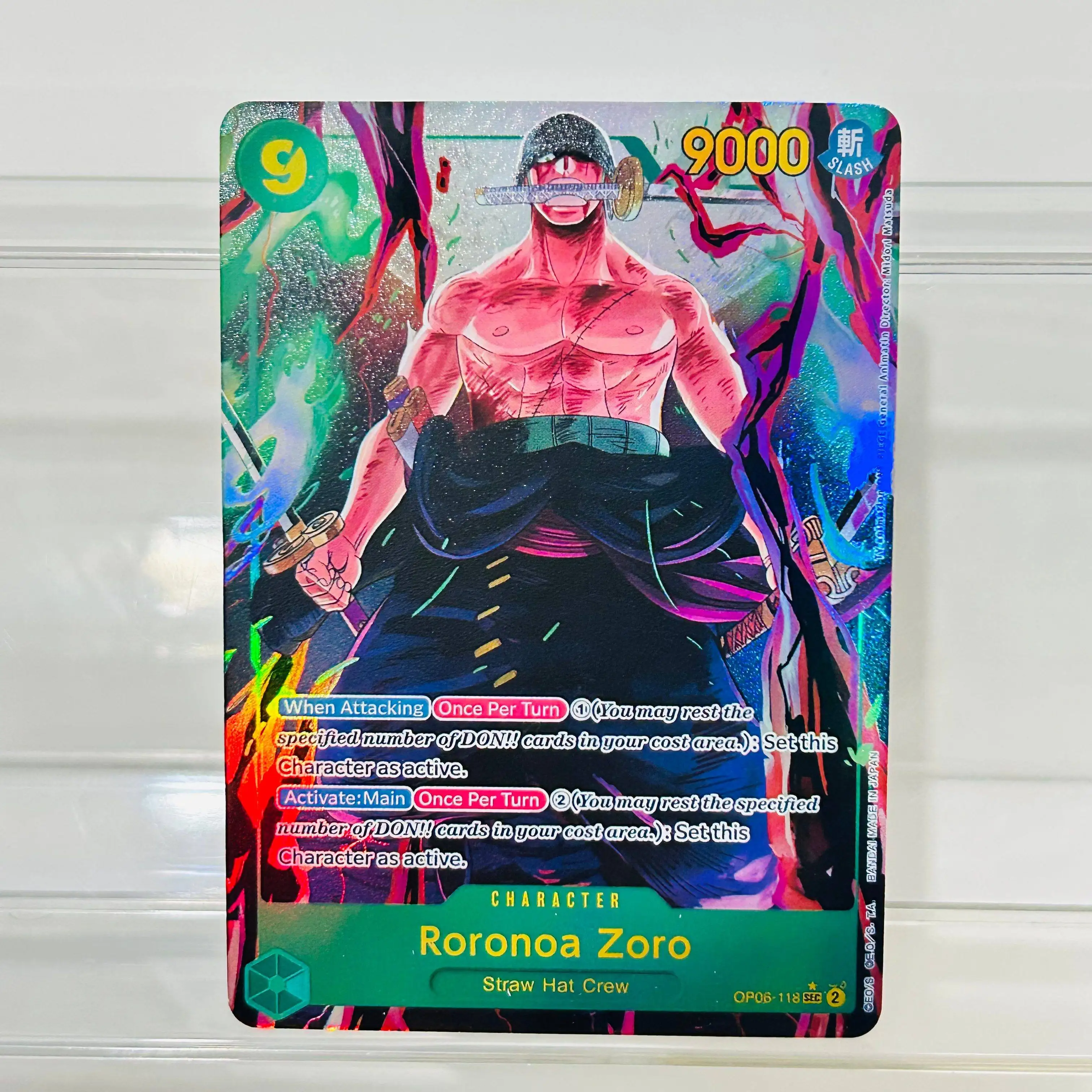One Piece Roronoa Zoro OP06-118 Card EN Version Holographic Texture Cards Perfect Condition DIY Premium Anime Collection Card