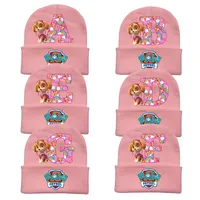 Paw Patrols Knitted Hat Cartoon Anime Girls Cold Caps Chase Skye Pop Headdress Simple Wool Warm Winter Hats Kids Birthday Gift