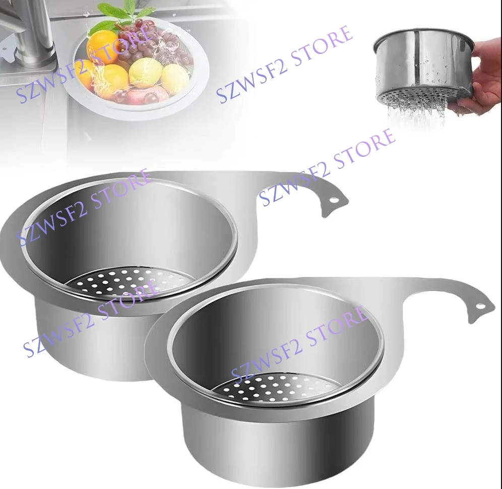

Stainless Steel Kitchen Swan Sink Strainer Basket Hanging Waste Drain Filter Basket Fruit Vegetable Drainer Sponge Rack Storage