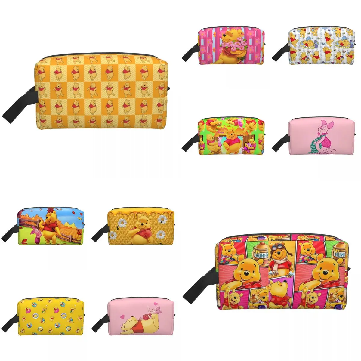 Cartoon Winnie Pooh Bear Piglet Cosmetic Bags Bathroom Organization Makeup Pouch Girls For Necessaries Oxford Storage Organizers