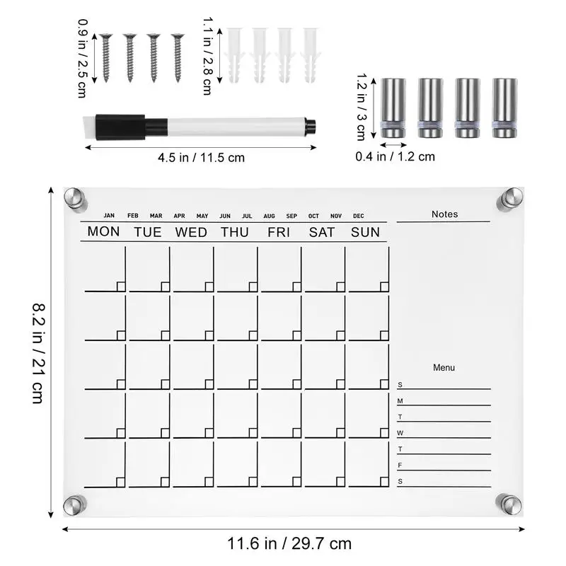 Imagem -02 - Calendário para Geladeira Mensal Planejador Semanal Calendário Mesa Seco Apagar Quadro Branco Placa de Mensagem Escola Quadro Branco com Caneta