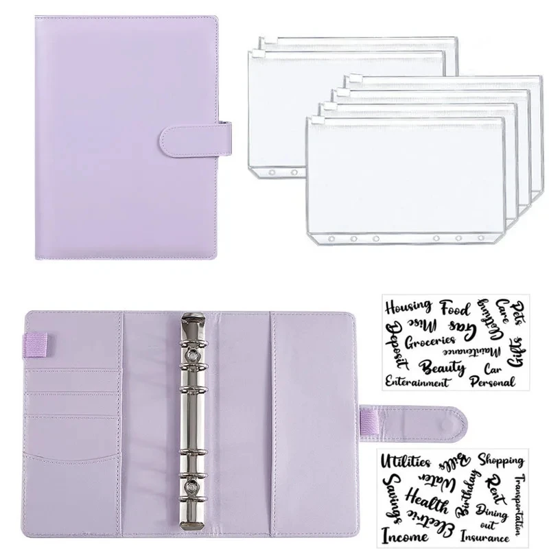 A6 Binder Notebook Budget Planner Notebook Covers Folder 6 Hole Binder Pockets Binder Zipper Money Saving Envelope