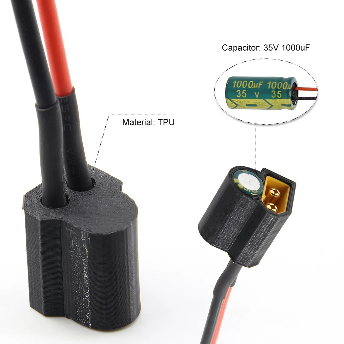 35v 1000uf xt60 Netz kabel Filter kondensator 14awg mm Kabel für Flugs teuerung ecs vtx fpv Renn drohne rc Quadcopter – Detail 5