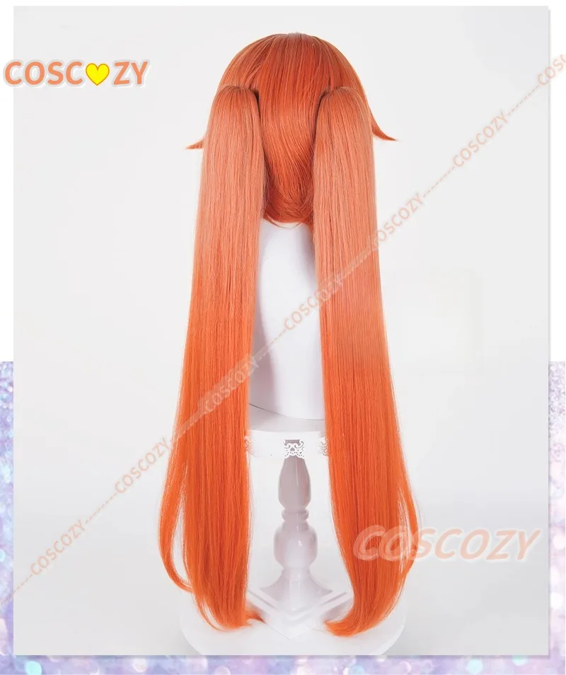 Jogo zenless zona zero orphia peruca cosplay 80cm laranja perucas femininas com rabos de cavalo duplos resistente ao calor cabelo sintético