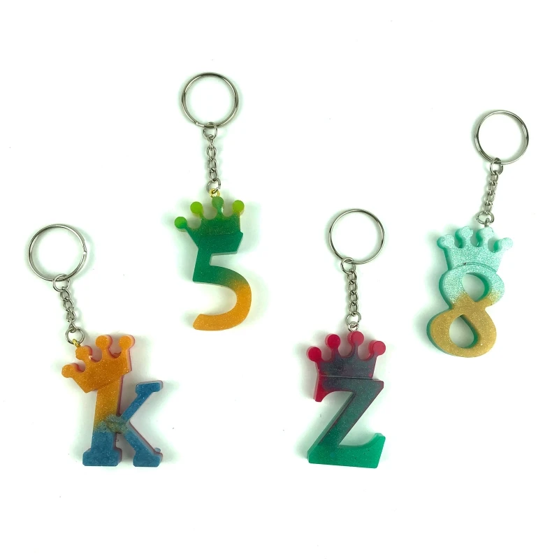 Letters Keychain UV Epoxy Resin Mold Number Crystal Silicone Mold