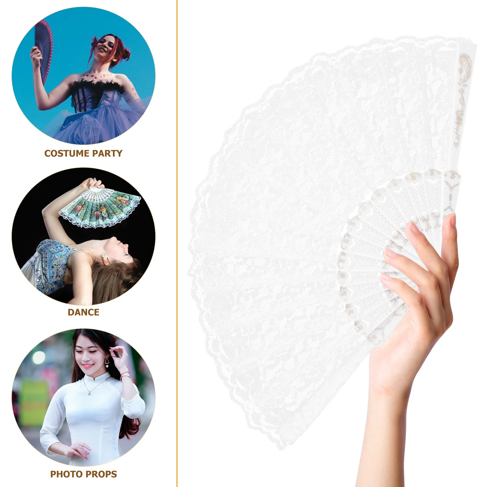 

Folding Hand Fan Lace Design Easy Carry Store for Tea Party Wedding Home Decor Gifts Lace Hand Fan Folding Fan,