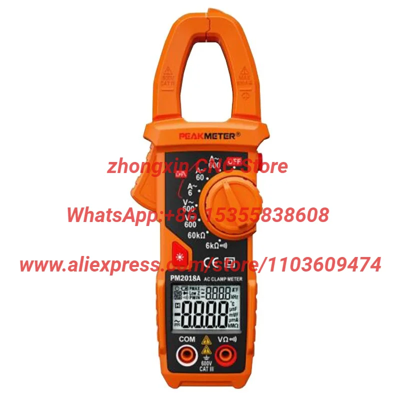 PEAKMETER PM2018A Digital Clamp Meter Handheld LCD Multimeter AC/DC Voltage Diagnostic-tool Current Tongs Resistance Continuity