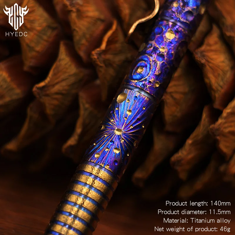 Titanium Alloy Tactical Pen Hand Carved Star Sky Limited Edition Tungsten Pen Decompression EDC Metal Signature Neutral Pen