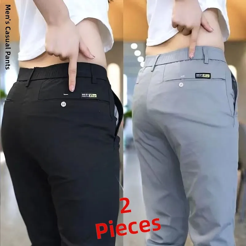 Ice Silk Loose Straight Leg Men's Summer Casual Pants Thin Breathable Versatile Long Trousers Youthful Energy Daily Wear