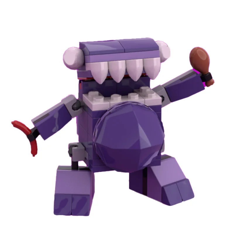 

66 PCS Purple Foodie Monster Brickheadz Bricks Set Creative Christmas Gift DIY Education Assemble Building Blocks Toy For Boys