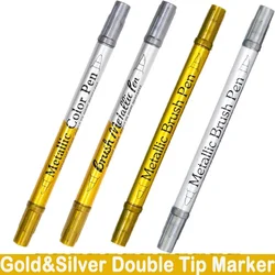 Double Tip Metallic Marker Pen Permanent Art Marker Crafts DIY Painting Pens Card Making Scrapbooking Stationery Art Supplies