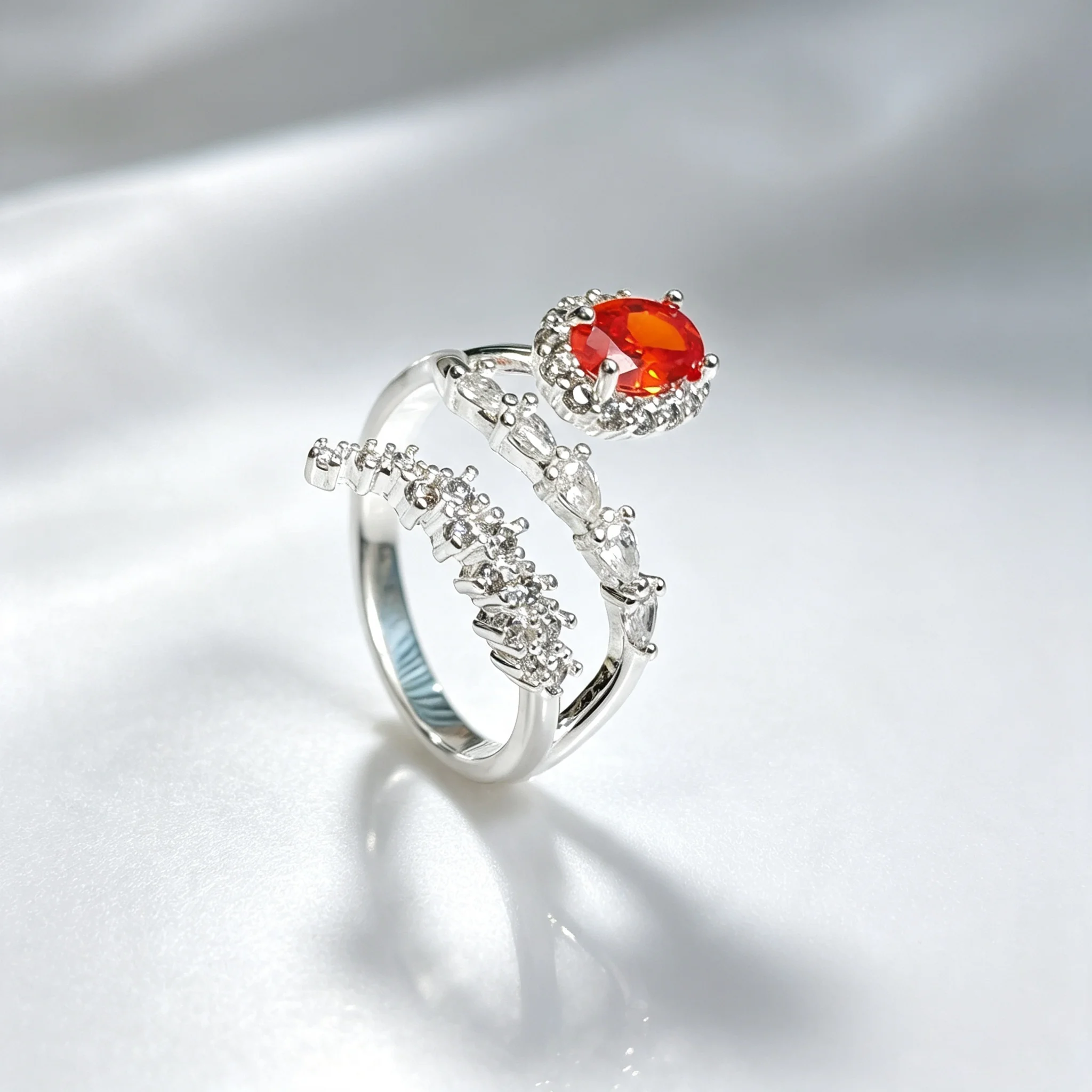 Main Orange‑red Decor Snake Adjustable Open Ring Personality Cold‑style Hand Ornament